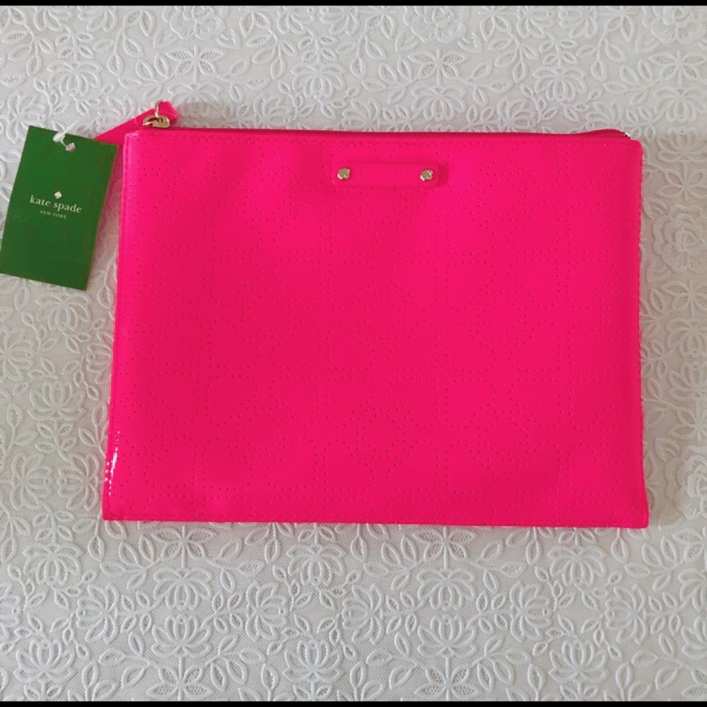NWT KATE SPADE Large Pouch in Hot Pink